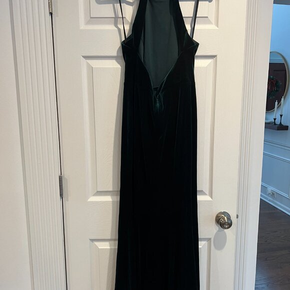 Aqua Formal – 8– Green Velvet Halter neck open back gown - Picture 4 of 4
